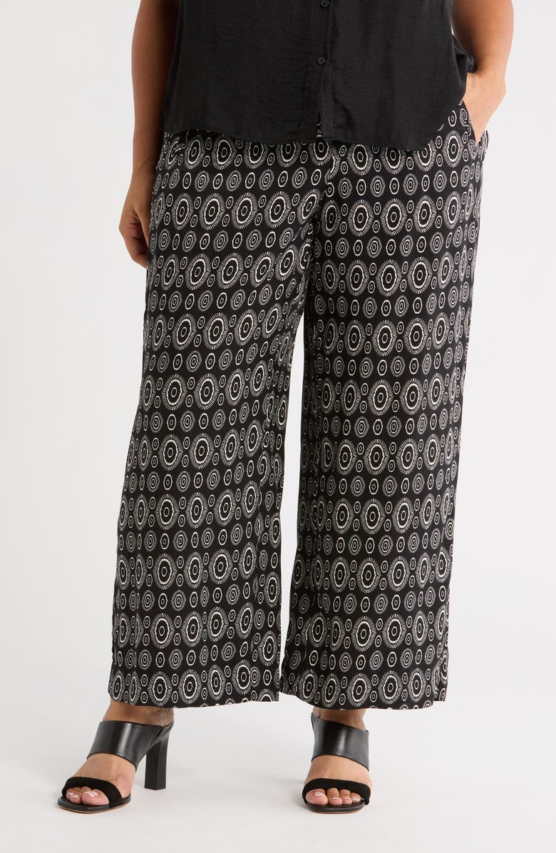 T Tahari Patterned Wide Leg Pants, Main, color, Black/ Ivory Circles