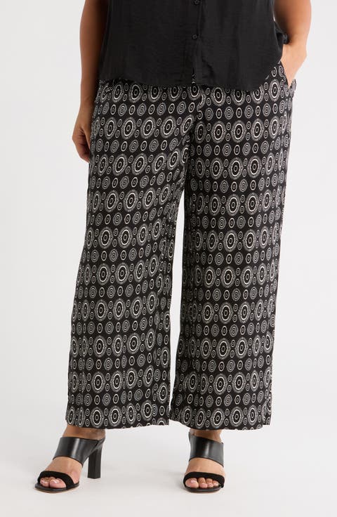 Patterned Wide Leg Pants (Plus)