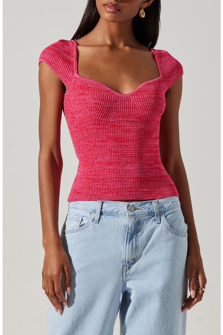 Eloah Ribbed Top, Main, color, PINK SPACE DYE