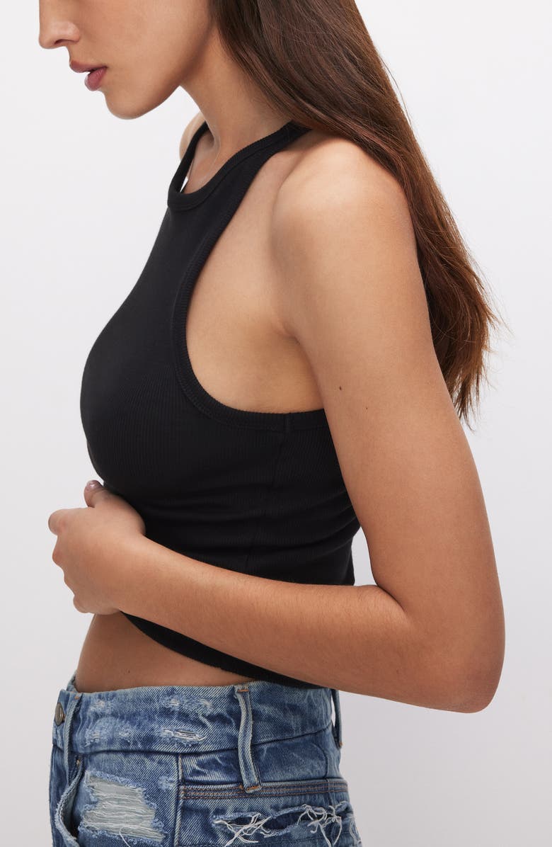 Good American Micro Rib Tank, Alternate, color, Black