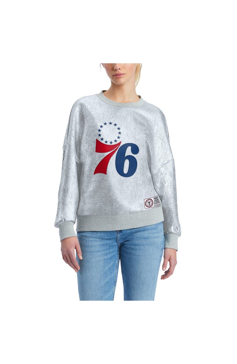 TOMMY JEANS Women's Tommy Jeans Silver Philadelphia 76ers Tracy Pullover Sweatshirt, Main, color, Silver