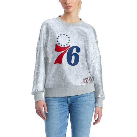 Women's Tommy Jeans Silver Philadelphia 76ers Tracy Pullover Sweatshirt