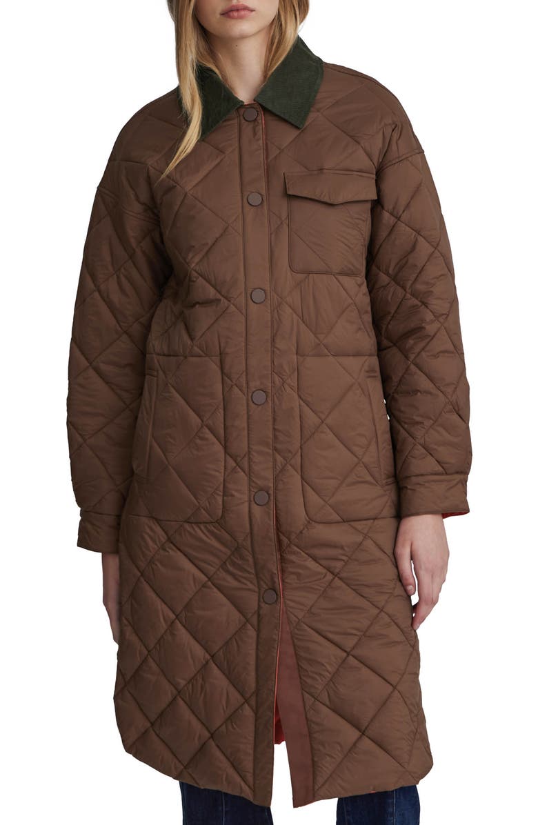 NVLT Semi Cire Reversible Longline Shacket, Main, color, Chocolate