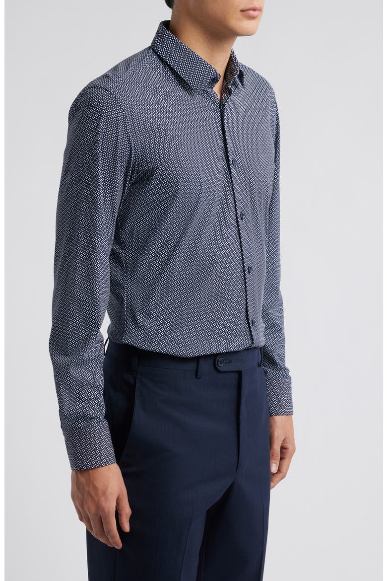 Hank Kent Slim Fit Performance Stretch Dress Shirt, Alternate, color, DK BU