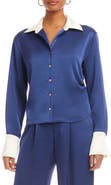 FIFTEEN TWENTY Tawnie Contrast Trim Satin Button-Up Shirt
