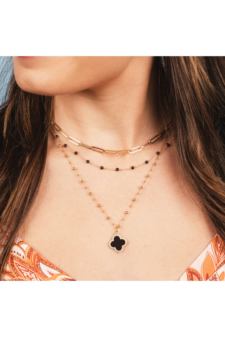 Gold Bead Station Chain Necklace, Alternate, color, Yellow Gold