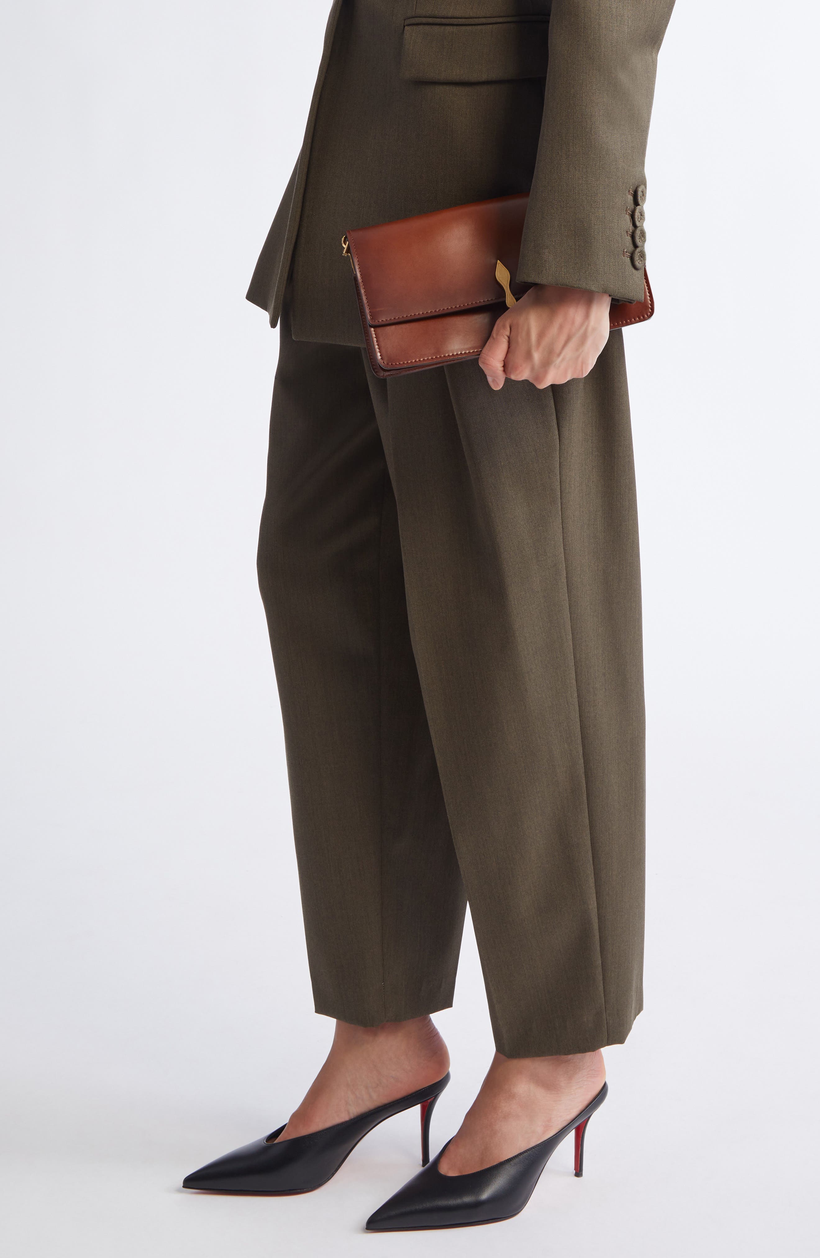 Christian Louboutin Bettina Leather Crossbody Bag, Alternate, color, X235 Cognac/Gold