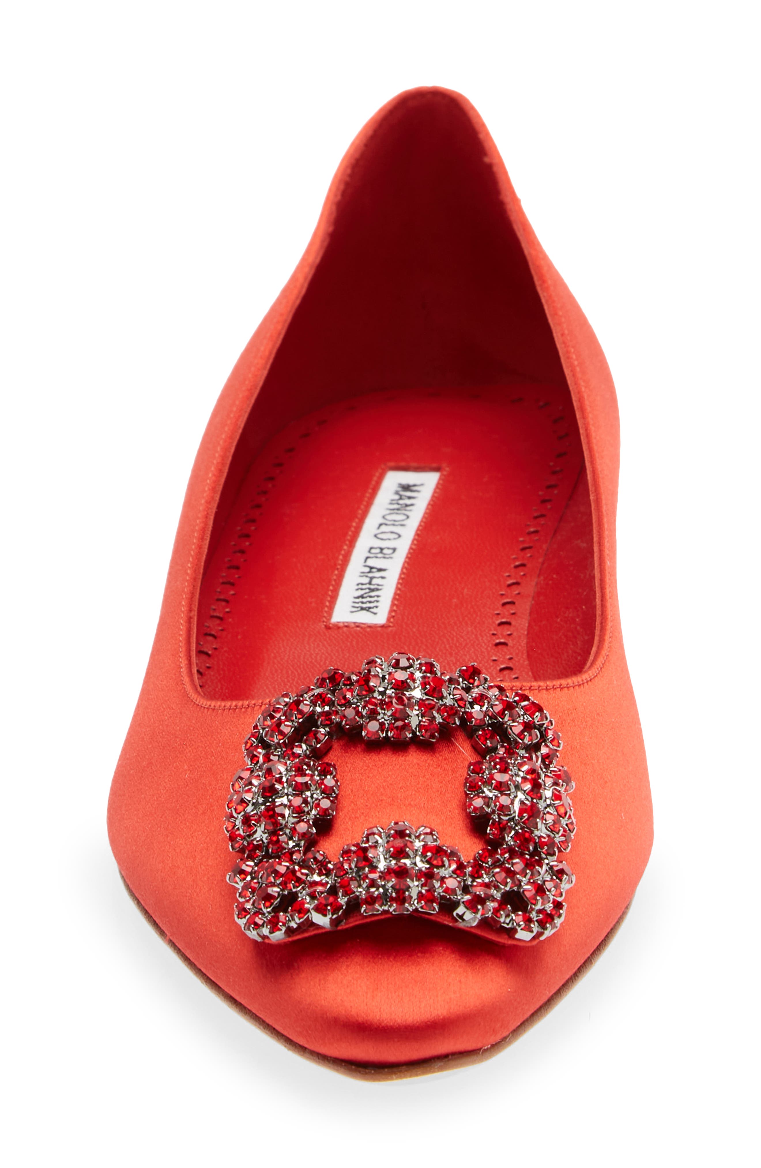 Manolo Blahnik Hangisi Jeweled Pointy Toe Flat, Alternate, color, 