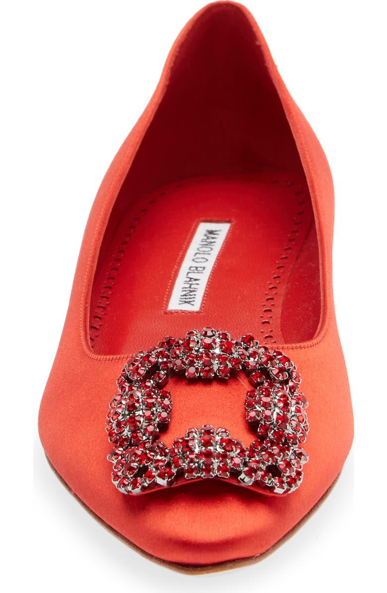 Manolo Blahnik Hangisi Jeweled Pointy Toe Flat, Alternate, color,