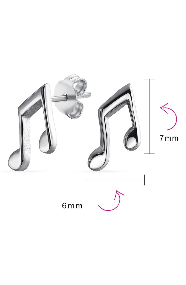 BLING JEWELRY Tiny Dainty Eighth Music Note Stud Earrings, Alternate, color, Silver