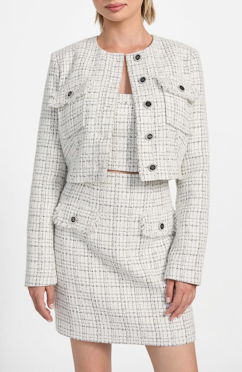 GUESS Anna Marie Crop Tweed Jacket, Main, color,