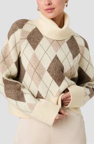 French Connection Koda Argyle Jacquard Turtleneck Sweater