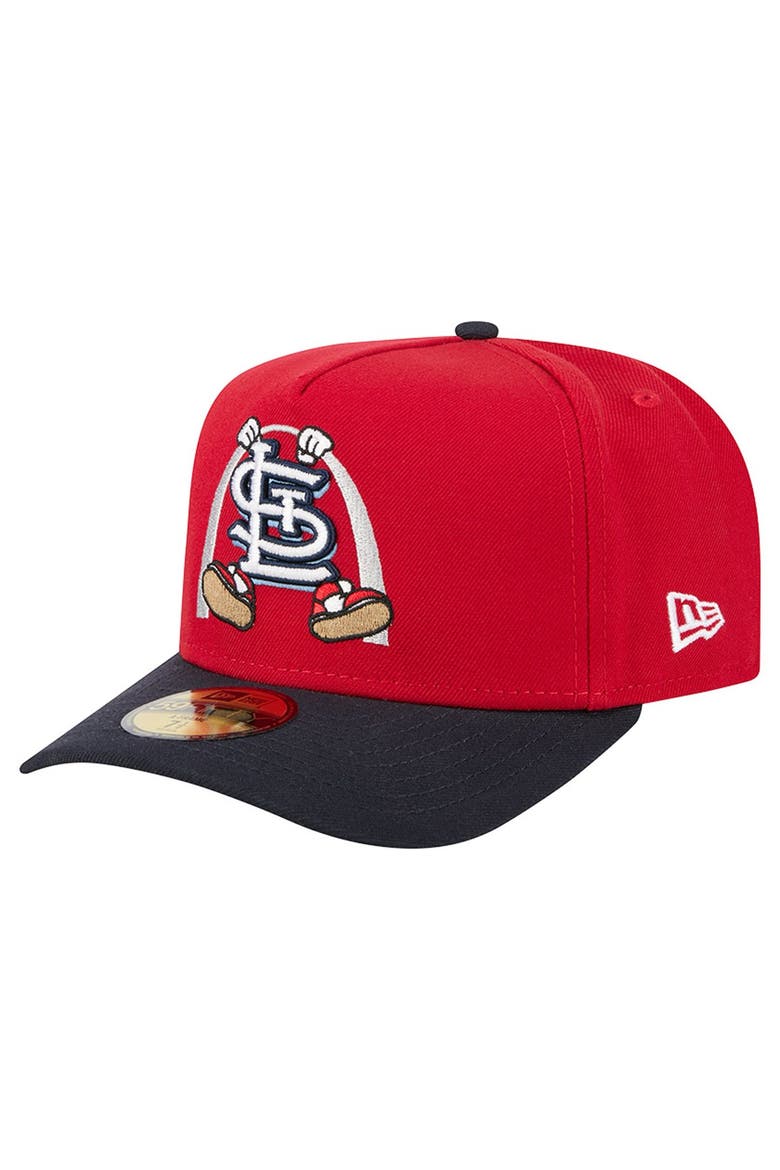 Men's New Era Red/Navy St. Louis Cardinals Cartoon A-Frame 59FIFTY Fitted Hat, Alternate, color, Red