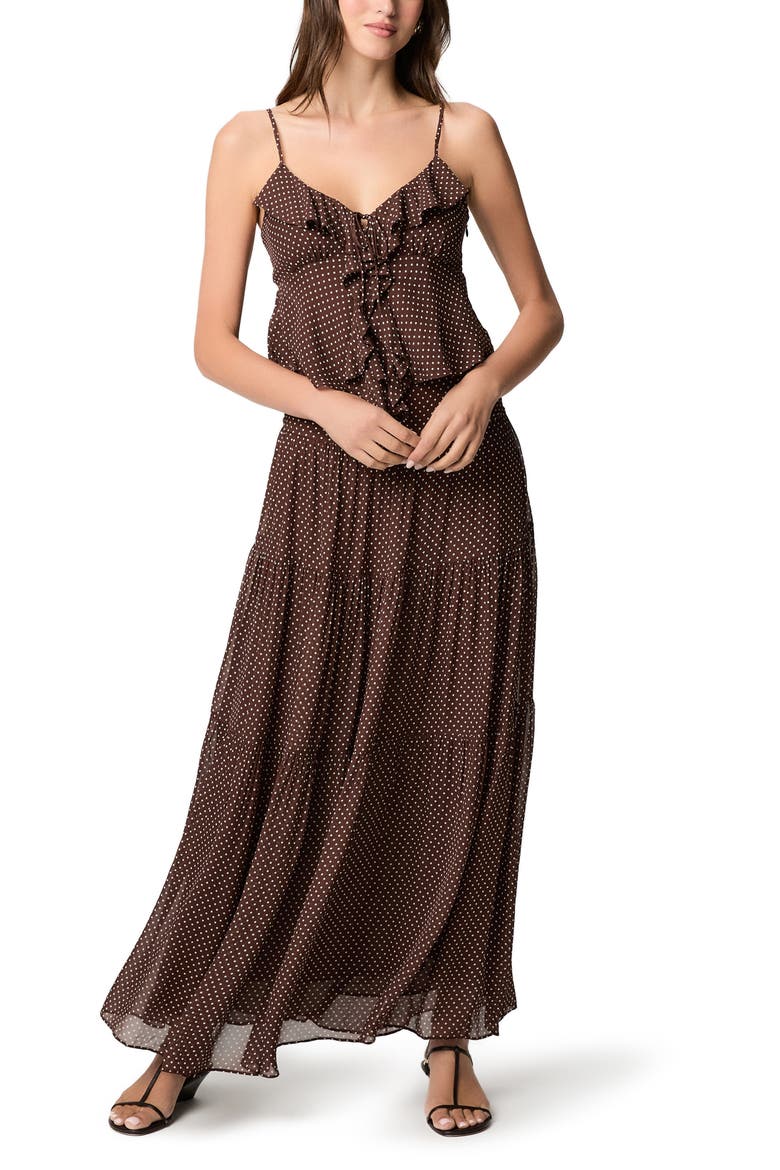 Indiah Polka Dot Ruffle Camisole, Alternate, color, MAHOGANY / ECRU