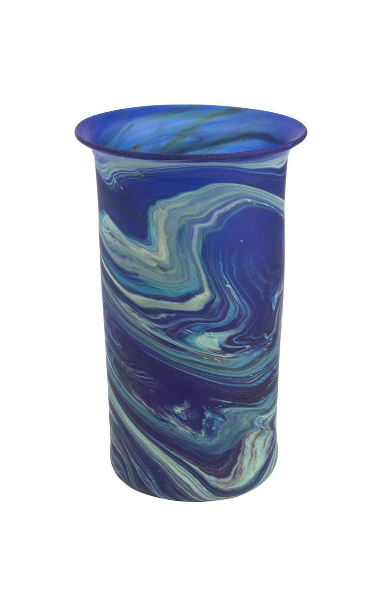 Ten Thousand Villages Phoenician Glass Vase, Main, color, Blue