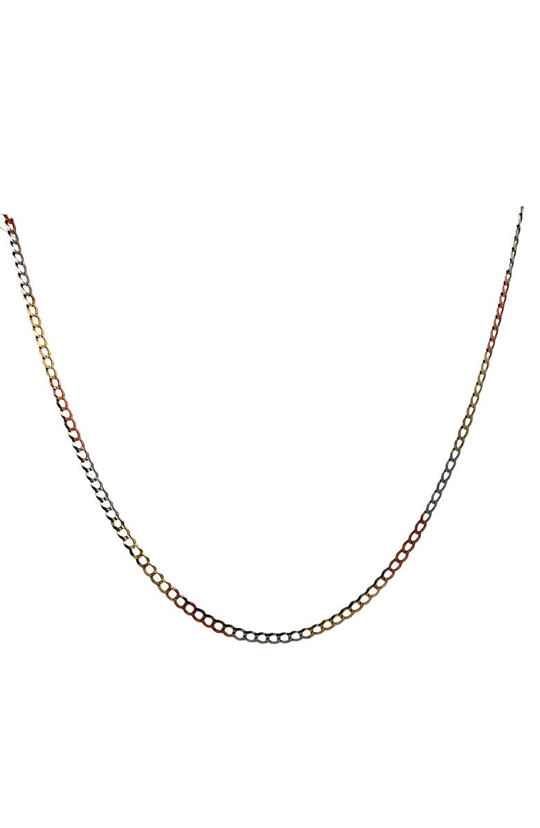 Ancona Jewelry 14K Tri Color Gold Curb Chain Necklace 3.2mm 18 Inch, Main, color, Yellow