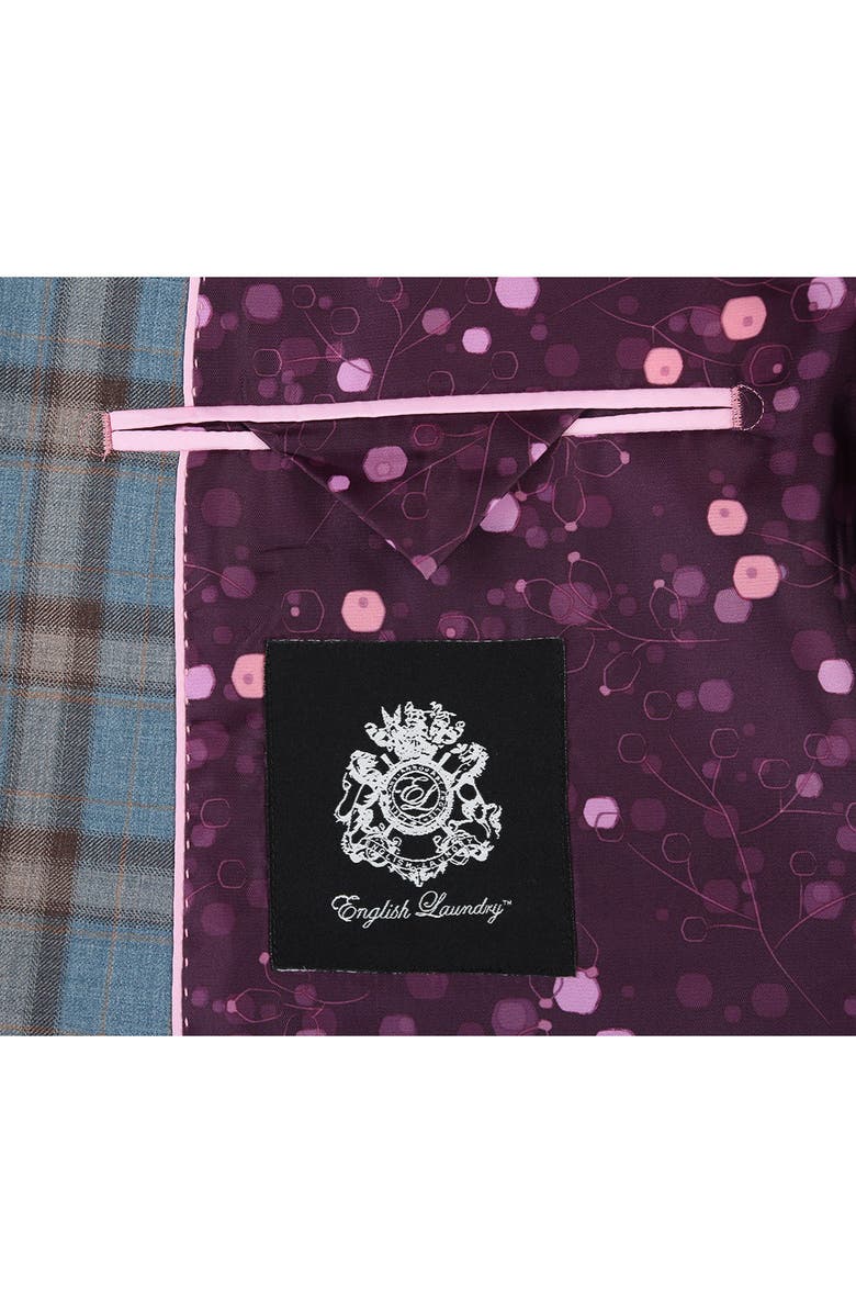 English Laundry Plaid Two Button Peak Lapel Wool Blend Trim Fit Suit, Alternate, color, 