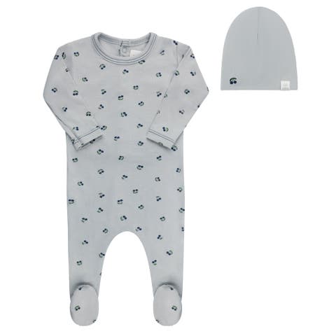 Aurora Classics Modal Cherry Print Collection Footie + Beanie