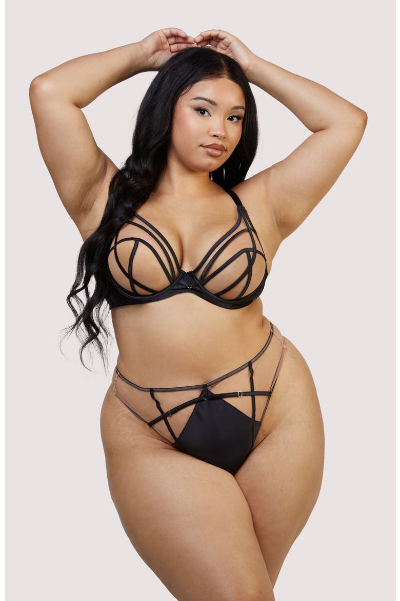 Ramona Illusion Mesh Underwire Bra, Alternate, color, BLACK