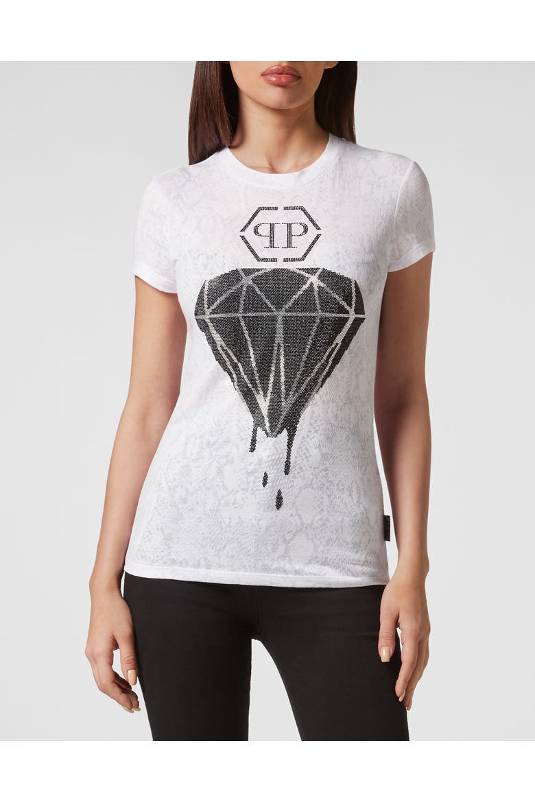 T-Shirt Round Neck Women, Main, color, white