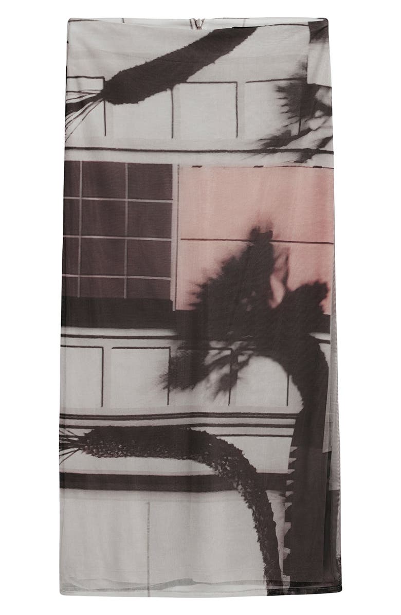 Desigual Abstract Print Mesh Midi Skirt, Alternate, color, Monbean Gray