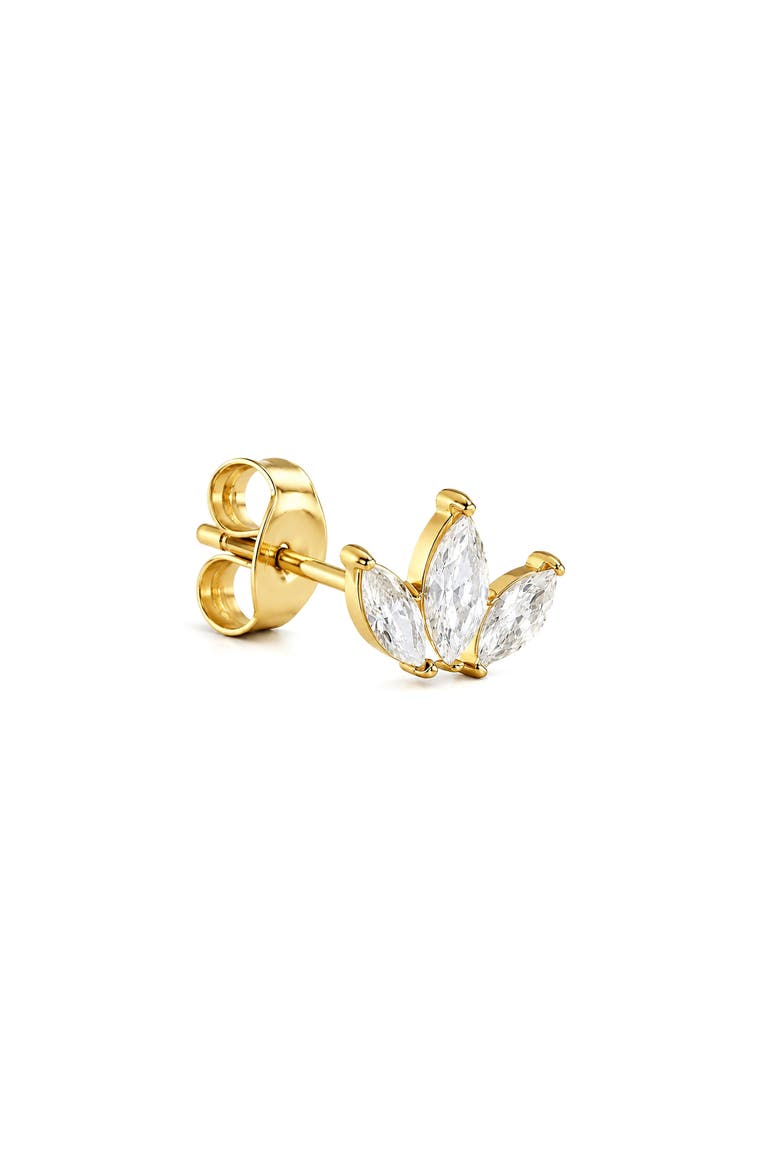 Marquise Leaf Cubic Zirconia Stud Earrings, Main, color, GOLD