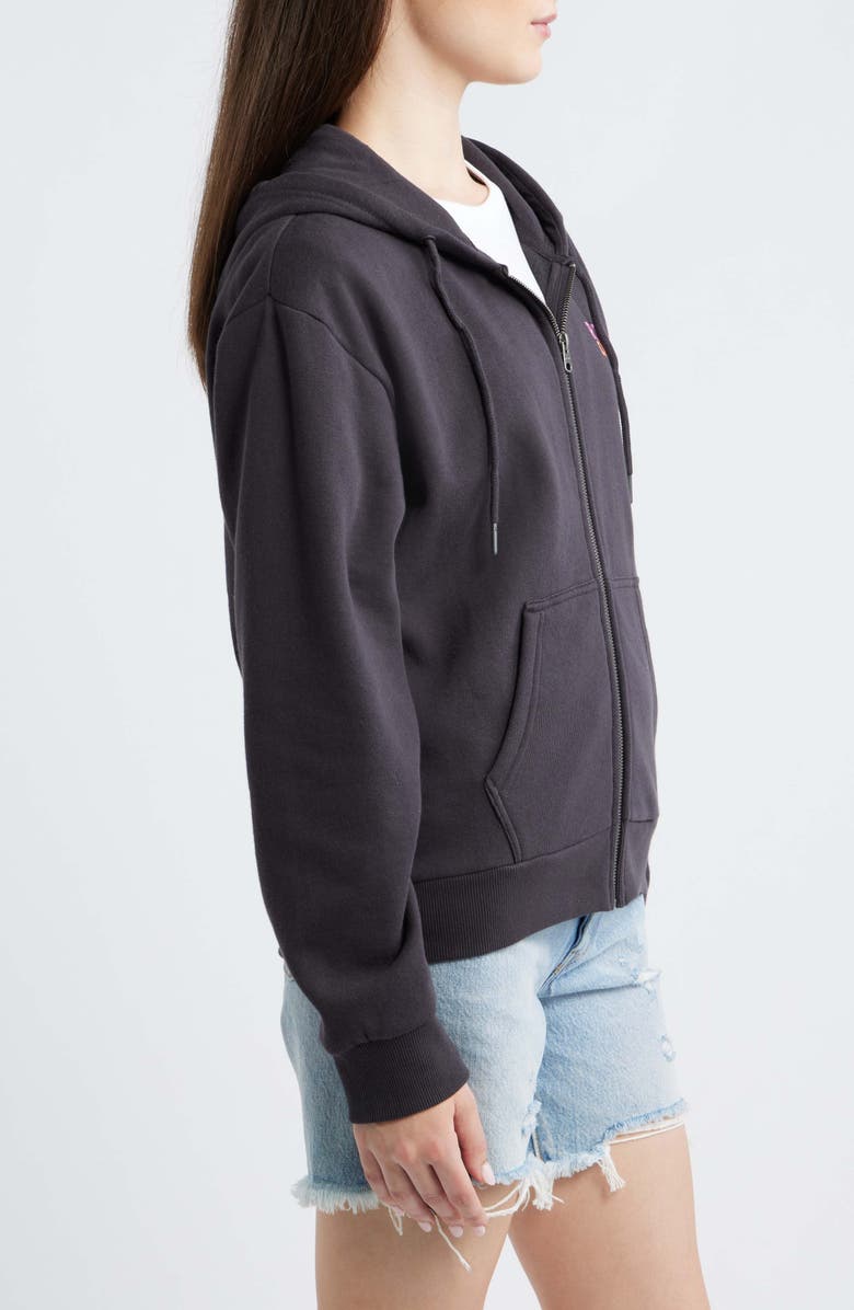 Rip Curl Catalina Island Front Zip Cotton Hoodie, Alternate, color, Washed Black