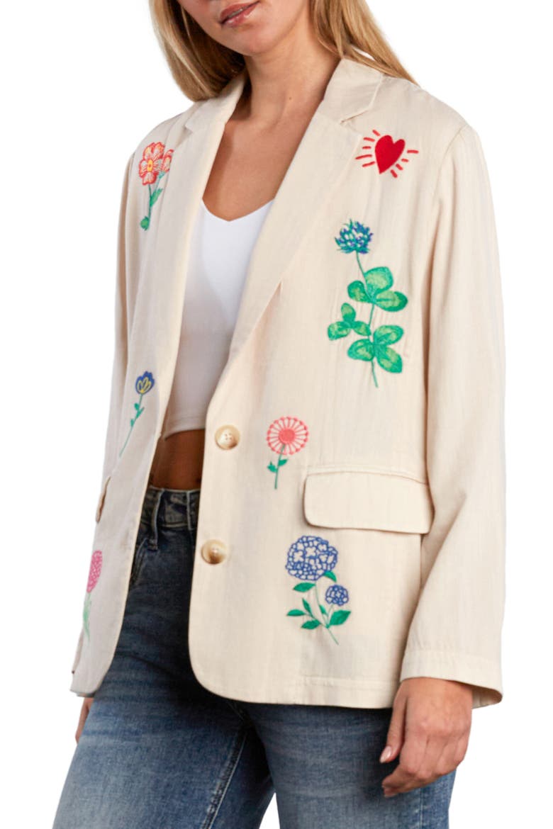 Blossom Embroidered Blazer, Alternate, color, ALMOND MILK