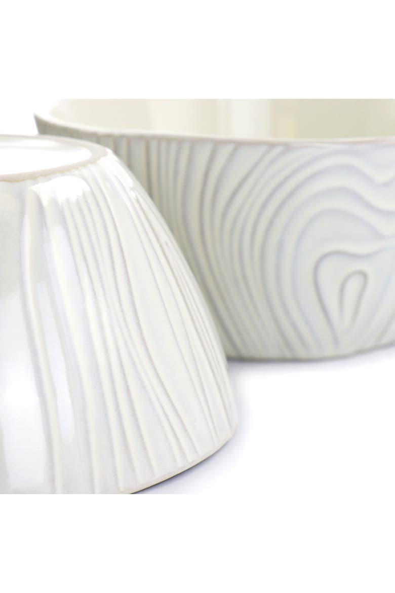 6 Piece Wood Patterned Cereal Bowl Set in Off-White, Alternate, color, White