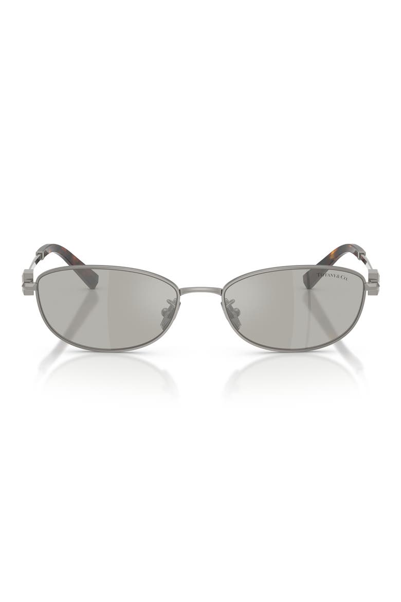 56mm Oval Sunglasses, Main, color, GUNMETAL / GREY MIRROR SILVER