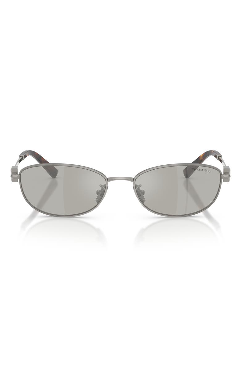 Tiffany & Co. 56mm Oval Sunglasses, Main, color, Gunmetal / Grey Mirror Silver