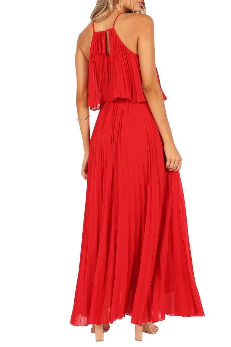 Gia Pleated Maxi Dress, Alternate, color, RED