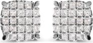 Haus of Brilliance 10K White Gold 3/4 Ct Princess Diamond Composite Cushion Shape Stud Earrings