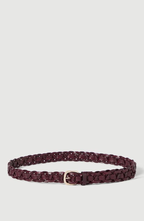 Leather braided belt
