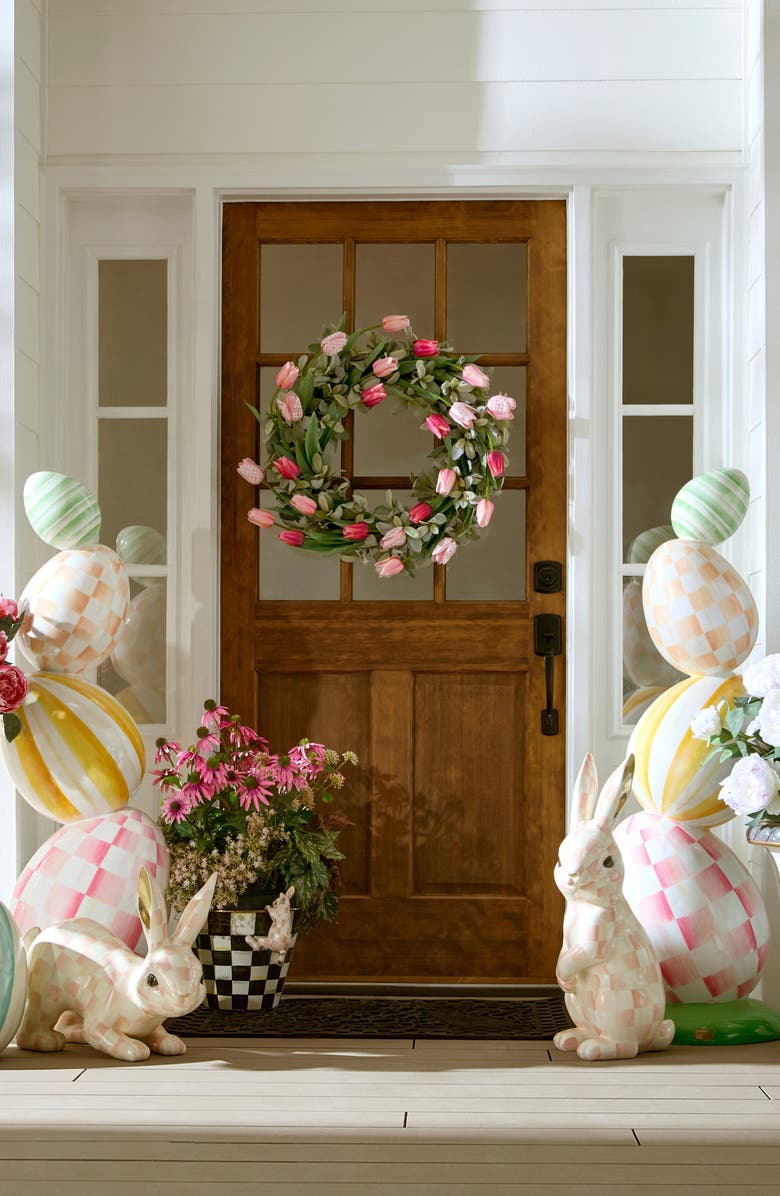MACKENZIE CHILDS Rosy Check Tulip 28-Inch Wreath, Alternate, color, Pink