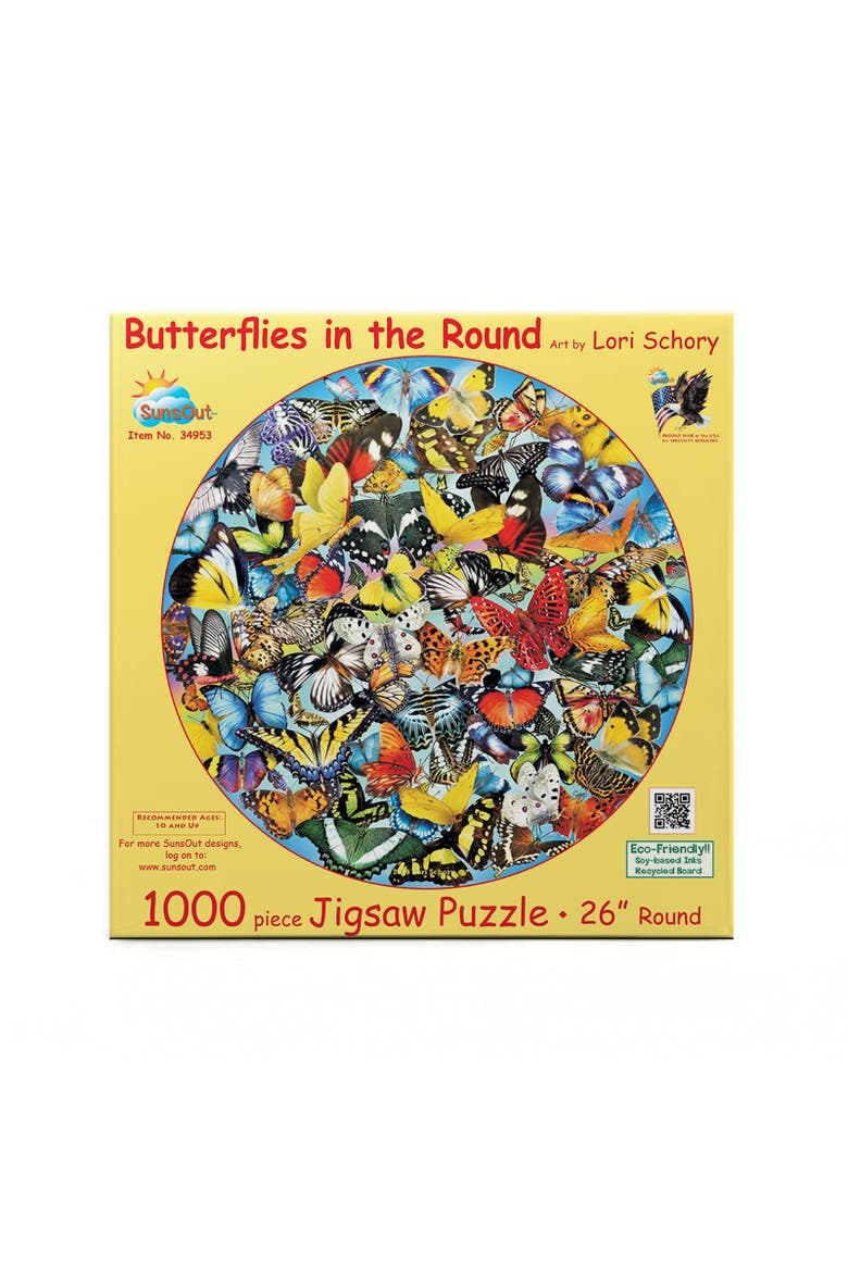 Butterflies in the Round 1000 piece Jigsaw Puzzle for Adults Round, Alternate, color, Multicolor