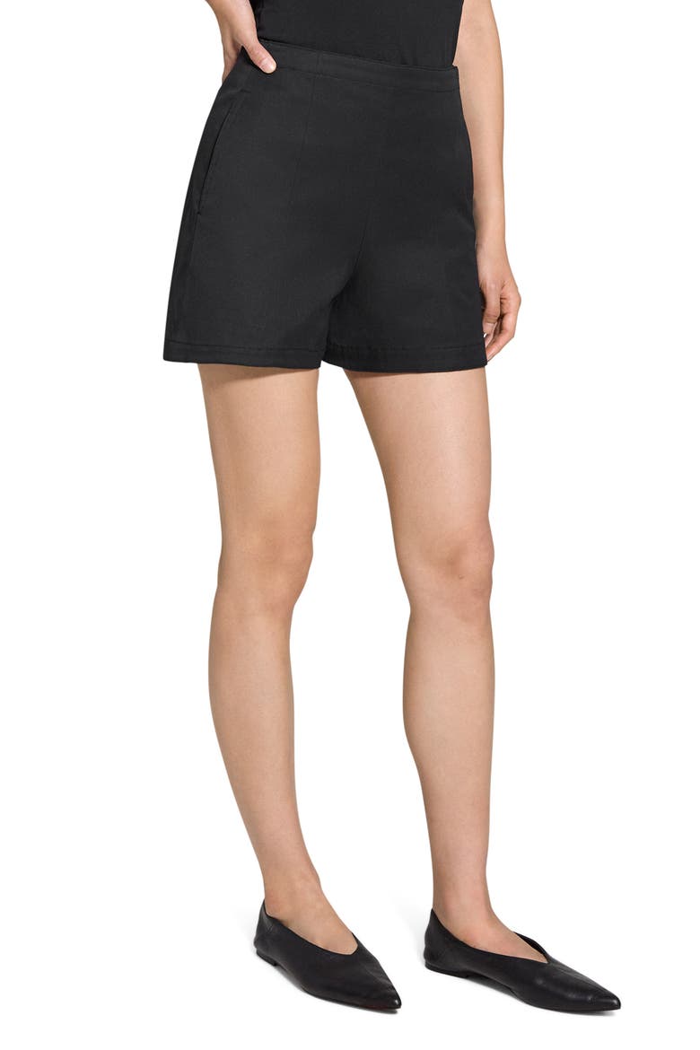 High Waist Flat Front Shorts, Alternate, color, BLACK