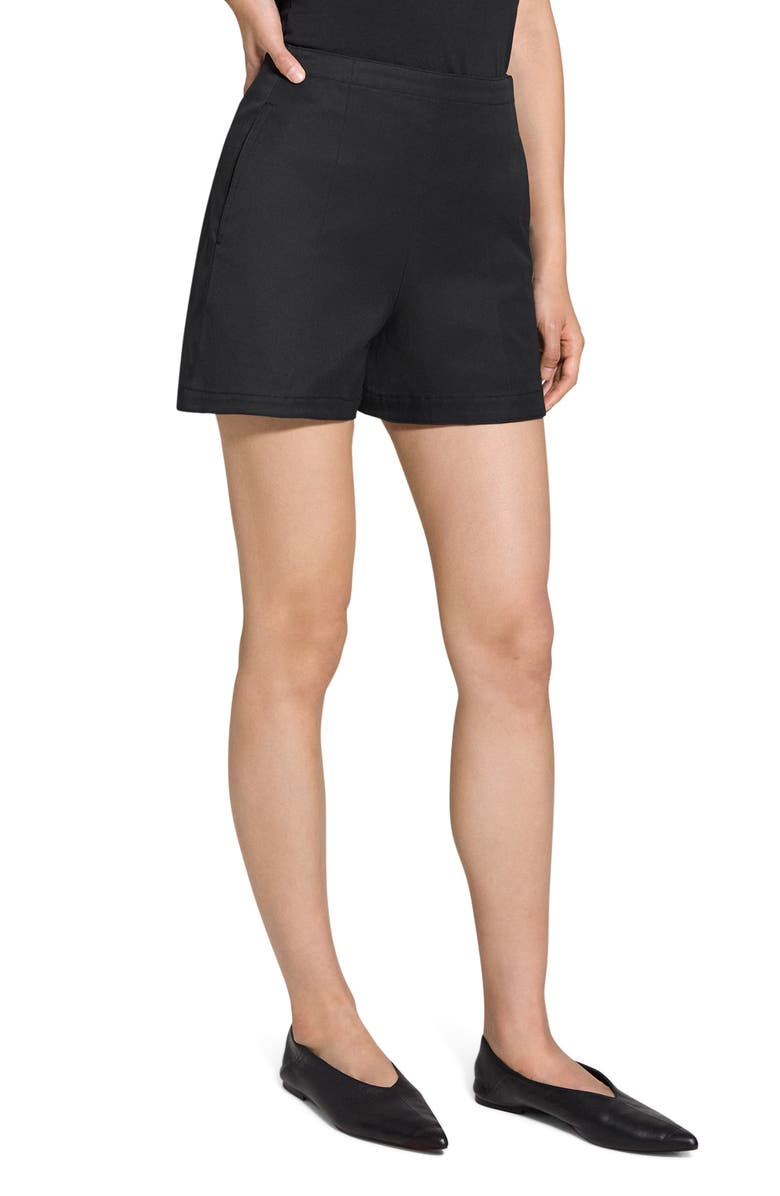 Theory High Waist Flat Front Shorts, Alternate, color, Black