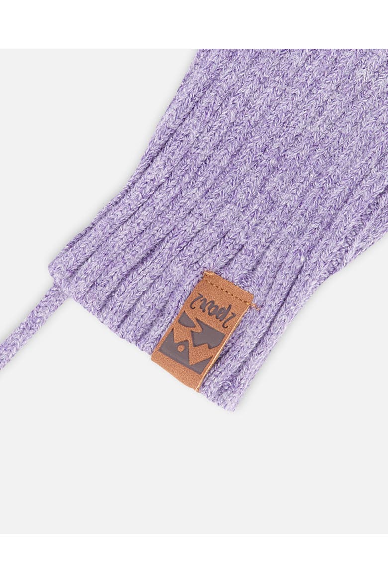 Girl Rib Knit Mittens with Cord, Alternate, color, Lavender