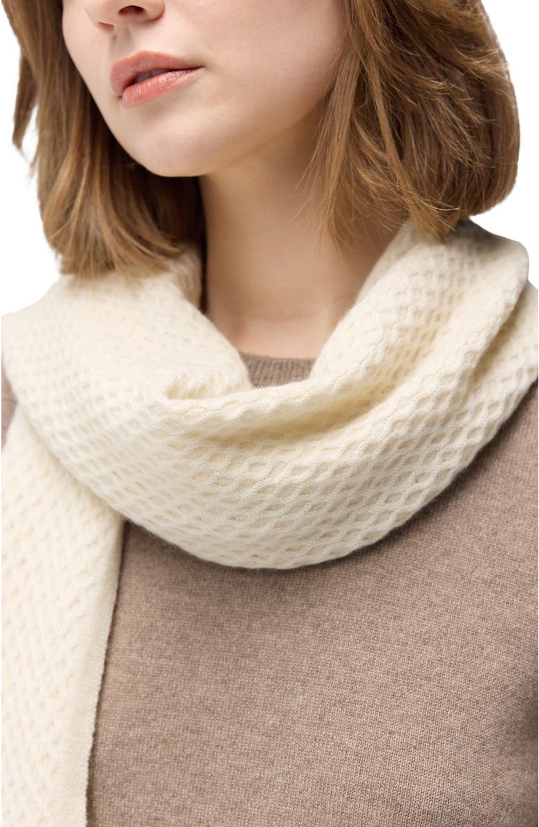 GOBI Mongolian Cashmere Textured Cashmere Scarf, Alternate, color, Off White