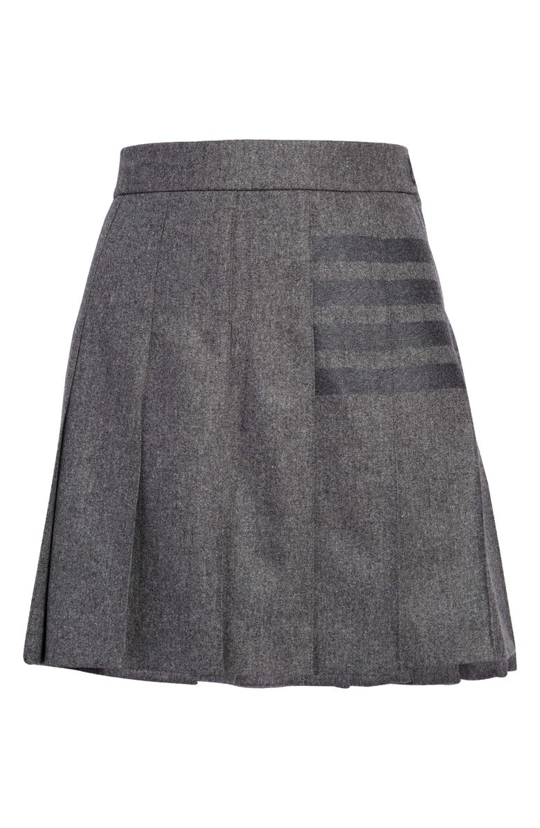 Thom Browne 4-Bar Pleat Wool Miniskirt, Main, color, Med Grey
