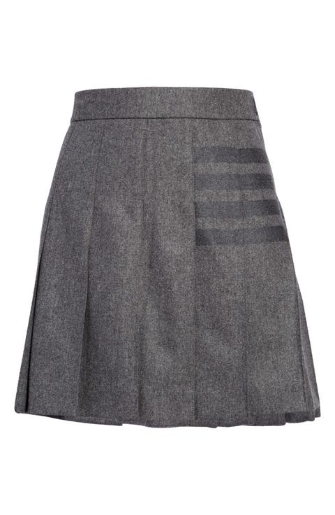 4-Bar Pleat Wool Miniskirt