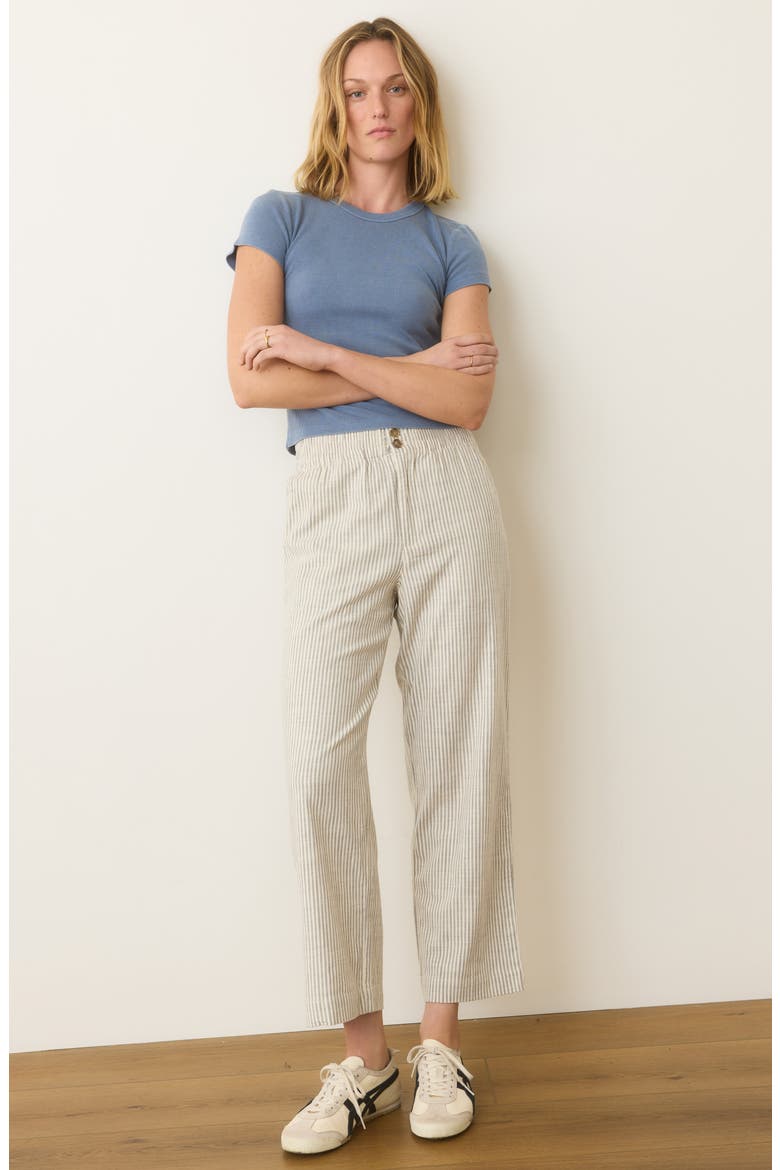 Elle Stripe Stretch Cotton Pants, Alternate, color, CREAM/SHADOW STRIPE