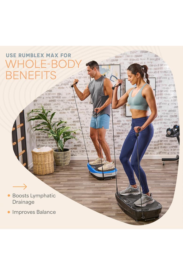 Rumblex Max 4D Vibration Plate Exercise Machine with Bands for Home Fitness and Recovery, Alternate, color, Blue