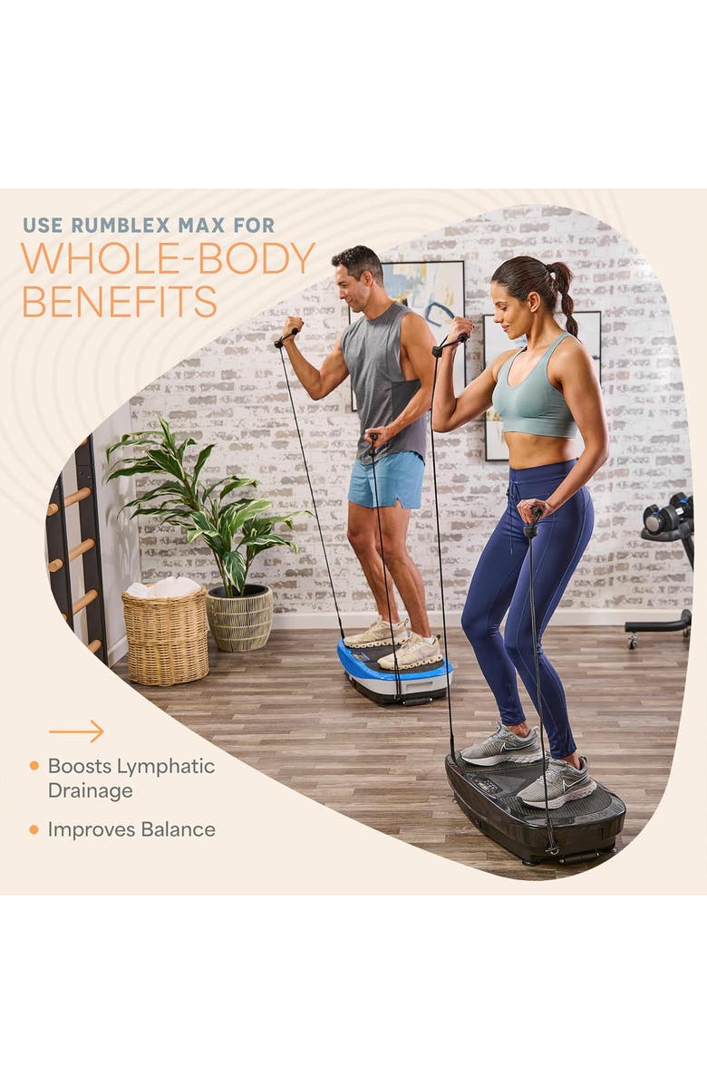 Lifepro Rumblex Max 4D Vibration Plate Exercise Machine with Bands for Home Fitness and Recovery, Alternate, color, Blue