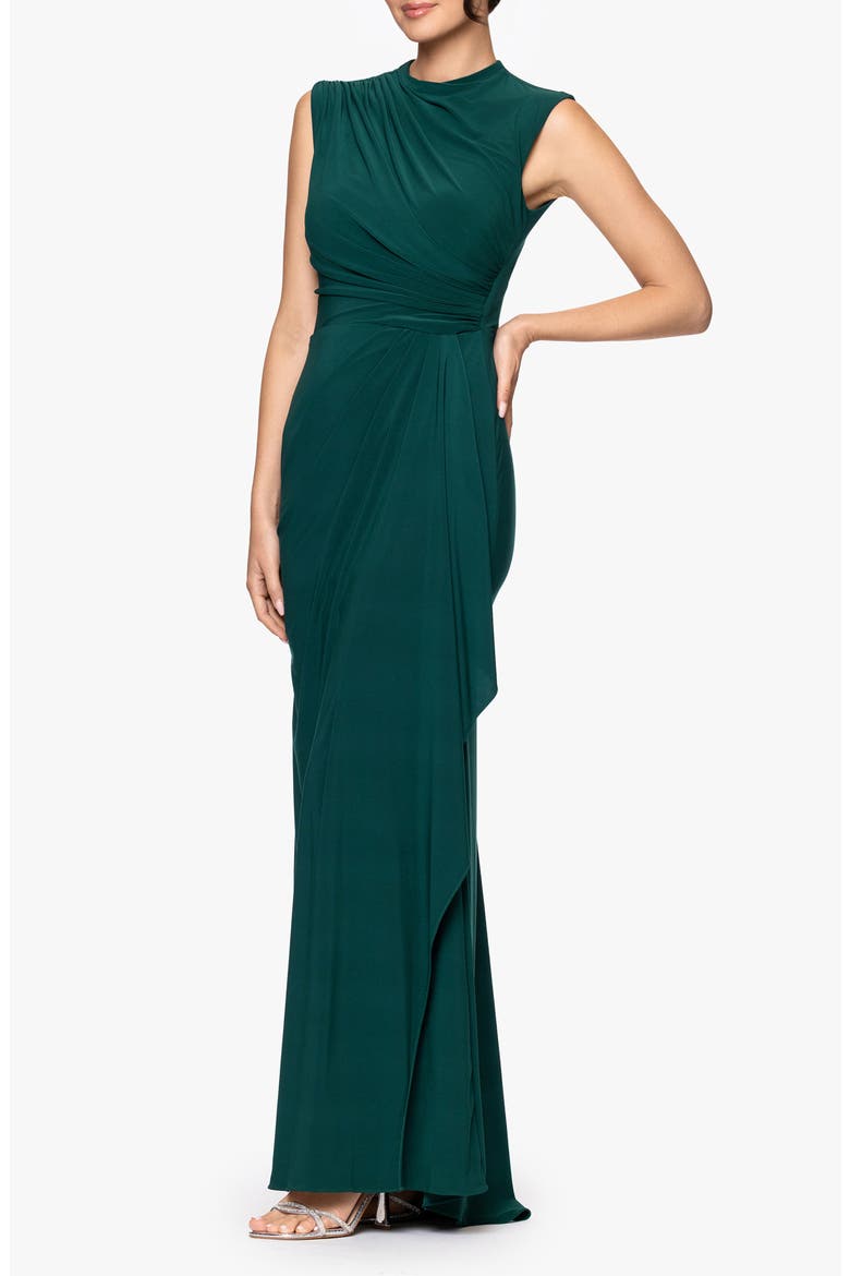 Ruched Sleeveless Gown, Alternate, color, FOREST
