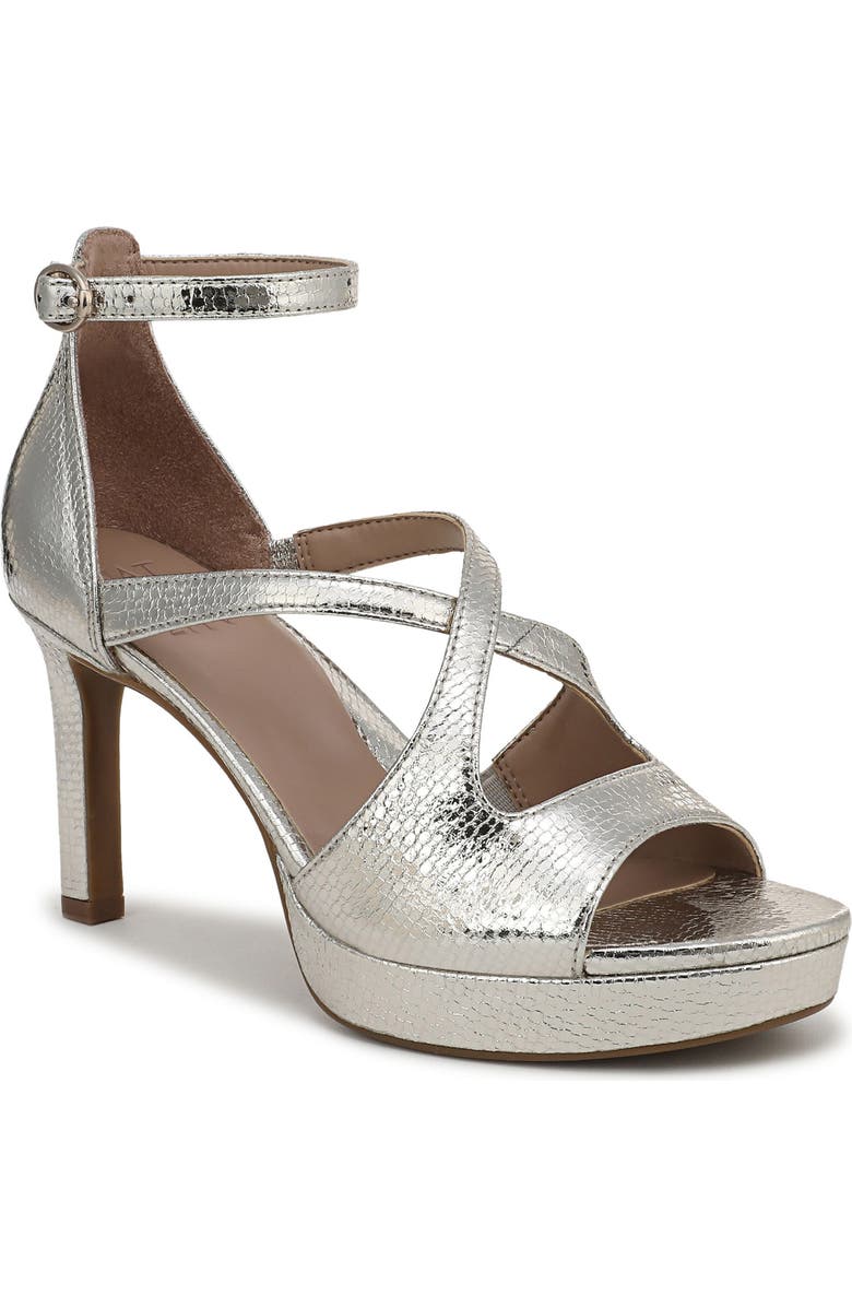 Naturalizer Alicia Platform Sandal, Main, color, Silver Sand Faux Leather