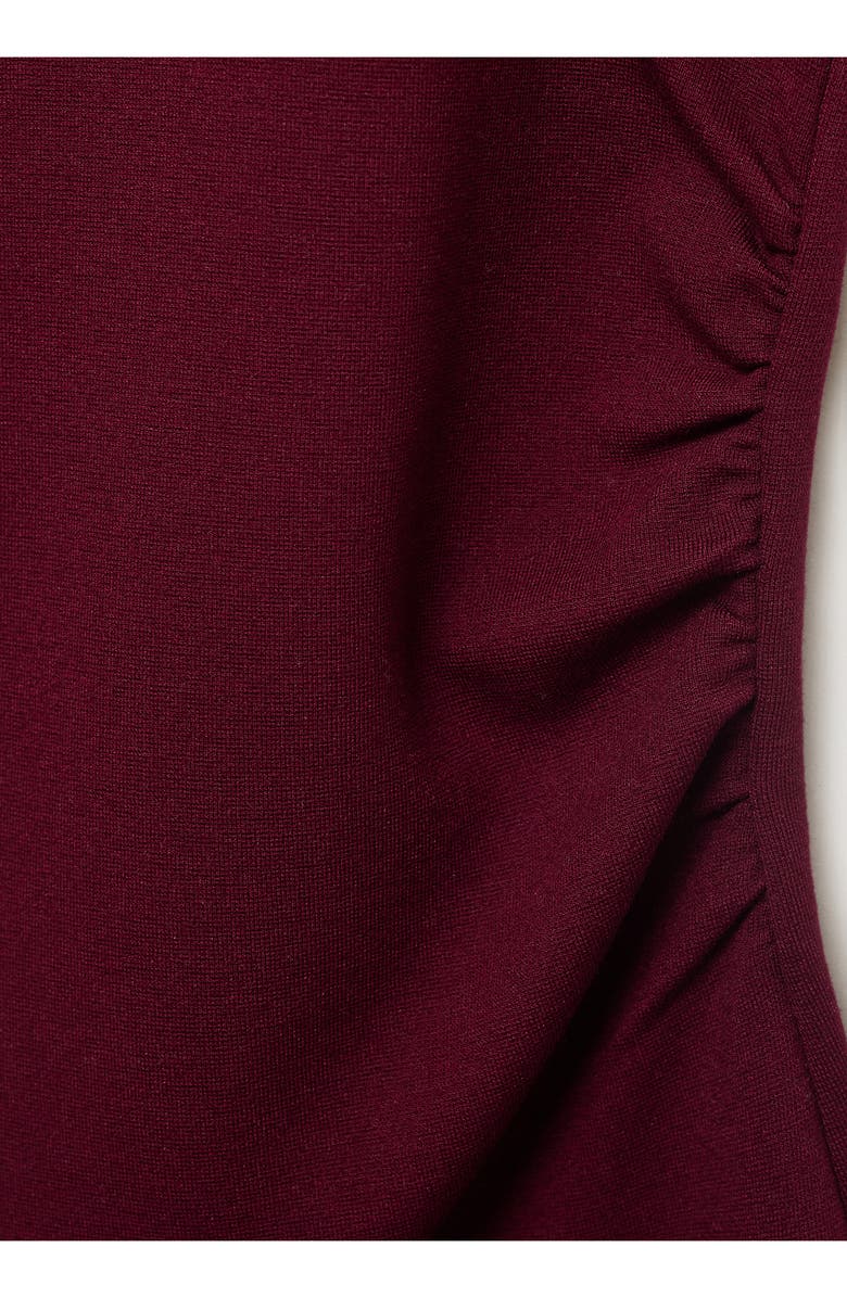 MANGO Ruched One-Shoulder Top, Alternate, color, Burgundy