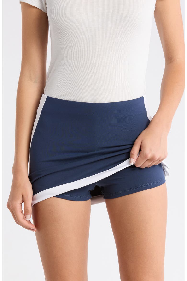 Framed Side Slit Micro Miniskirt, Alternate, color, PAGEANT BLUE WHITE