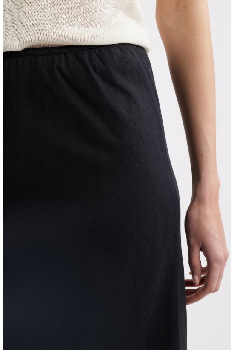 Linen Blend Midi Skirt, Alternate, color, BLACK